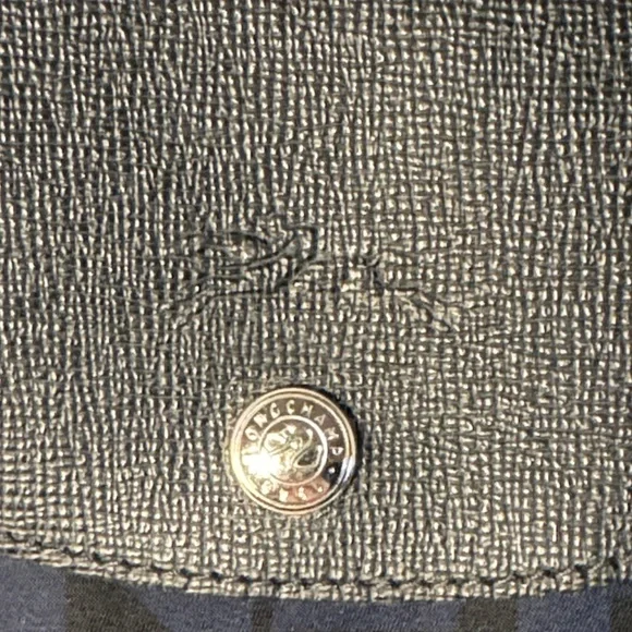 LONGCHAMP Le Pilage Navy Logo Duffel  Black Leather Trim Neon Yellow Accent - Picture 2 of 16